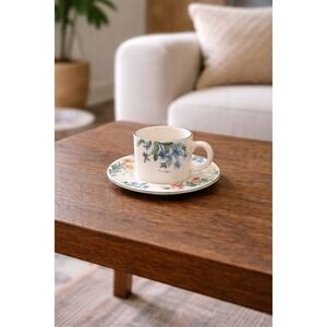 Vintage Majesticware Geranium Cup & Saucer Set by Sakura Floral Stoneware